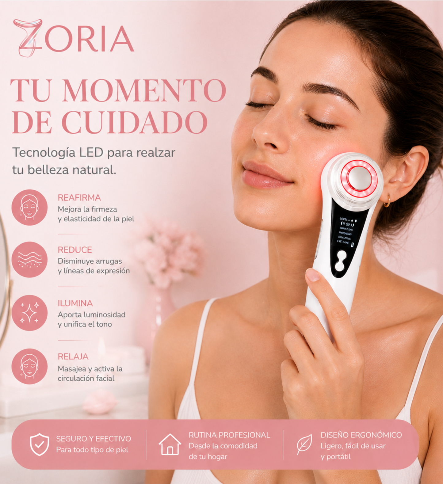 Masajeador facial Ledterapia Zoria™