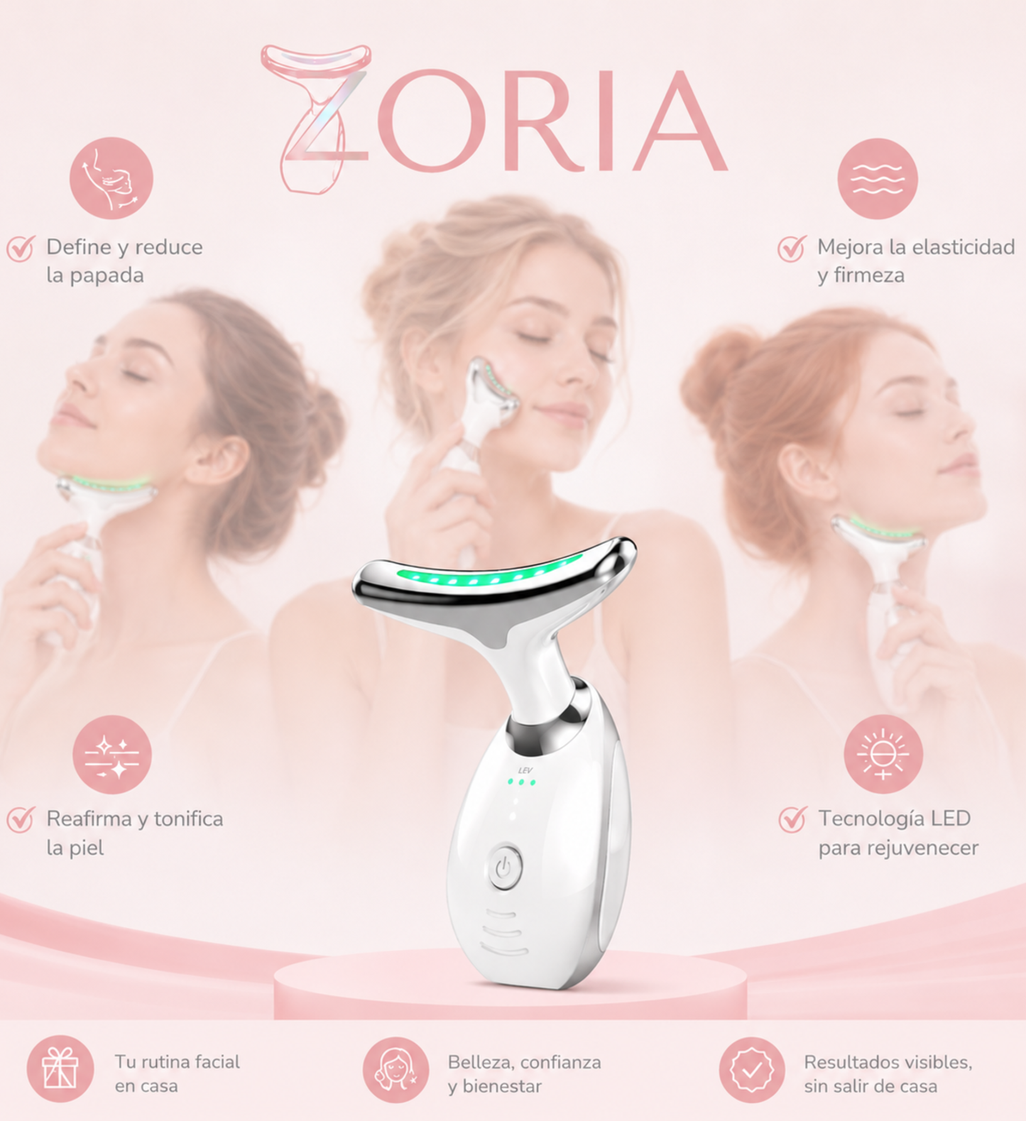 Masajeador Facial LED Reafirmante Zoria™