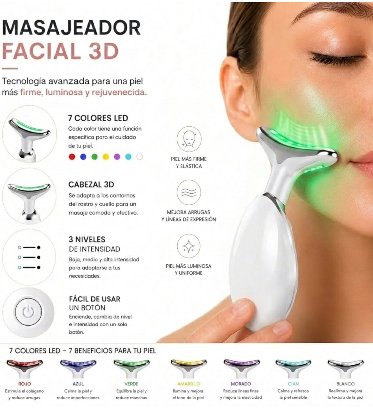 Masajeador Facial LED Reafirmante Zoria™